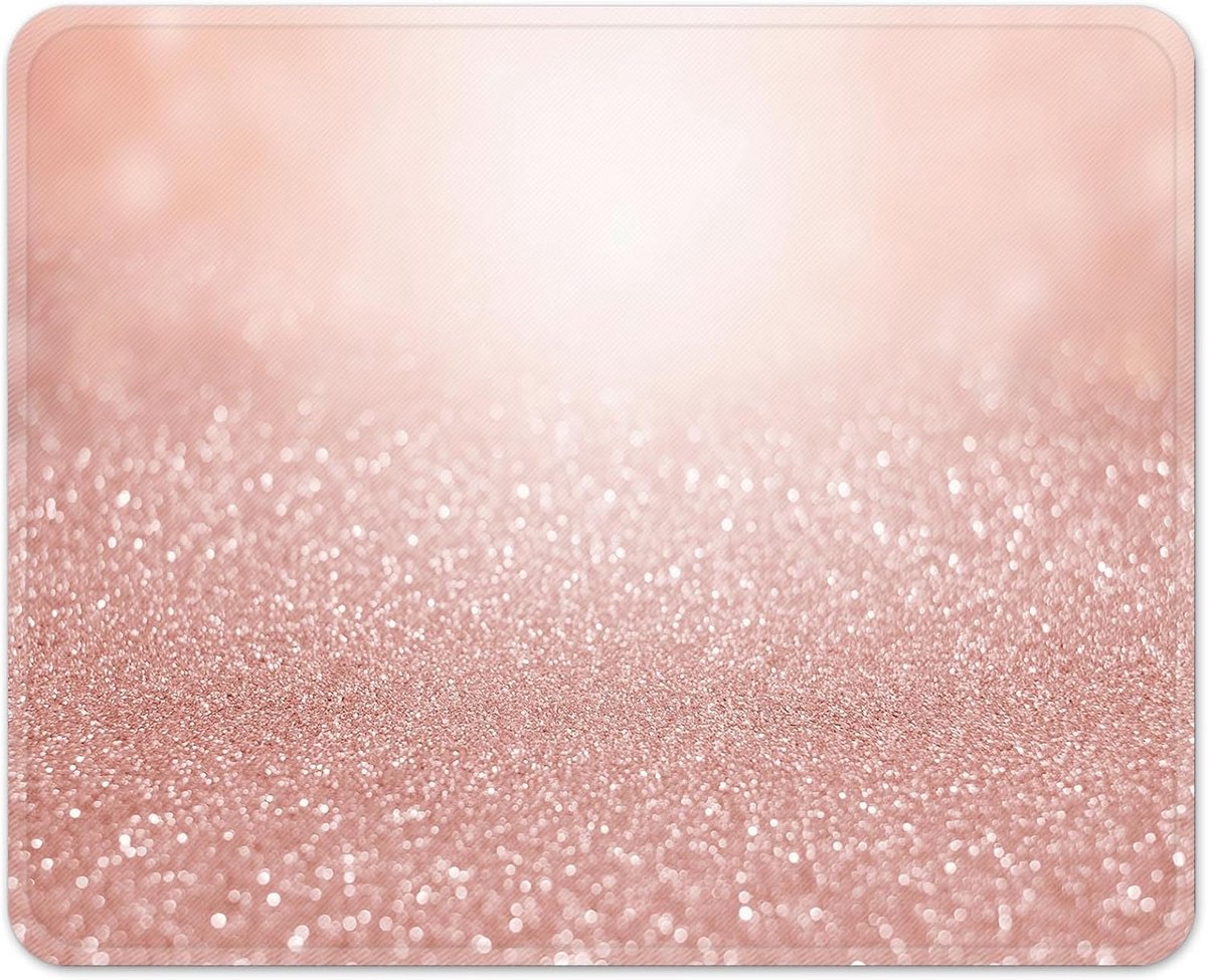 Semtomn Rose Gold Square Mouse Pad 9.5"x8", Pink for Notebooks Desktop Computers Office Supplies with Non-Slip Rubber Base Mouse Pad for Gaming, Working, Studying