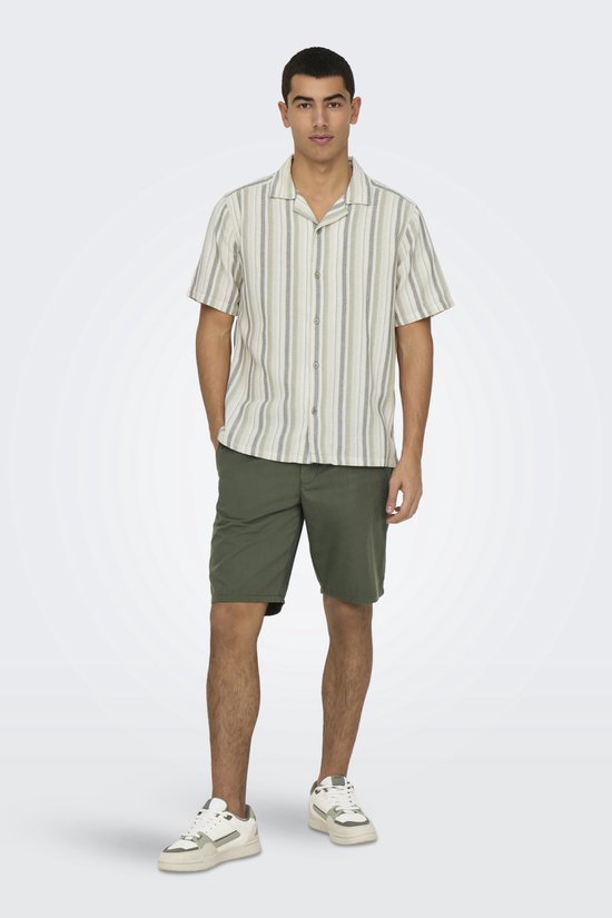 ONLY & SONS ONSTREV LIFE REG STRIPE SS SHIRT NOOS Heren Overhemd - Seagrass Multi Stripe