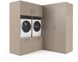 Wasophoogte® Wasmachine Kast Florence - Wasmachine verhoger - Wasmachine ombouw - 700(D)*2030(B)*2110(H) mm - Taupe