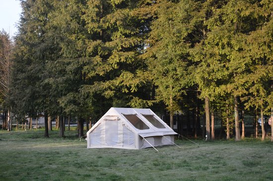 Opblaasbare Tent - 400x300x200 cm - 7-8 Persoons Luchttent - met Handpomp - 300D Polyester - Beige van Merkloos — afbeelding 4