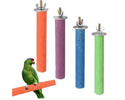 Zitstang voor papegaaien, set van 4 stuks, accessoires, vogelspeelgoed, kauwen, nagelvijl, platform, reiniging van poot (20 cm)