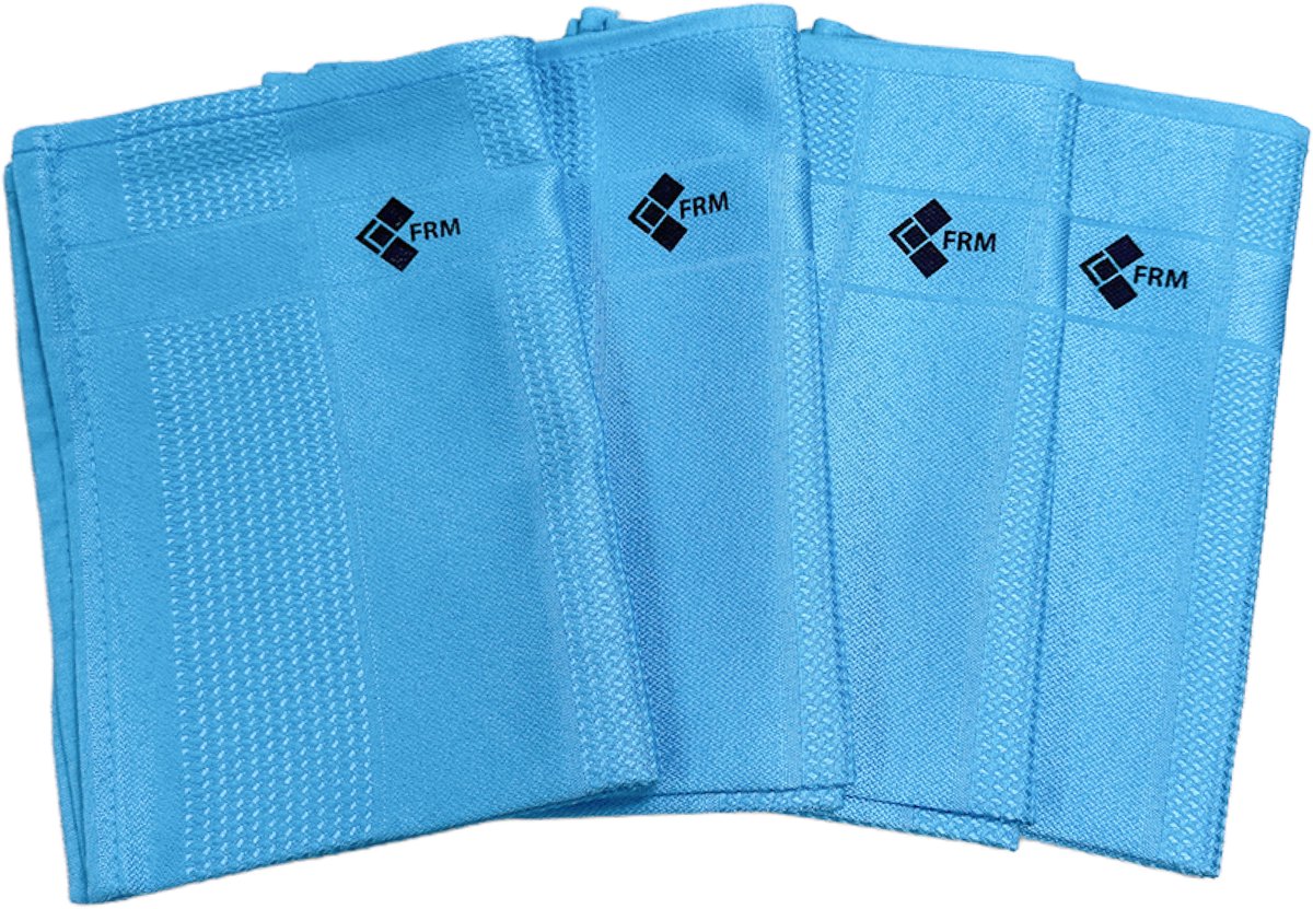 FRM Toverdoeken Blauw – Set van 4 – Streeploze Schoonmaakdoeken voor Ramen, Glas & Badkamer – Schoonmaken Zonder Schoonmaakmiddel – Herbruikbaar