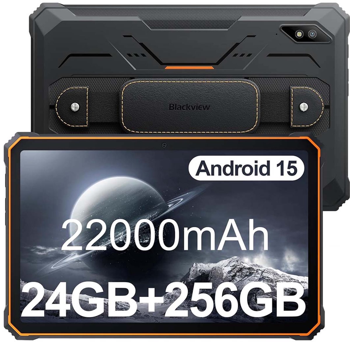 Tablet Blackview Active 8 Pro - 24GB RAM - 256GB ROM - 10,36 inch - Android - 22000mAh batterij - 2,4K FHD+ - Dual SIM 4G - IP68/IP69 K - GPS - NFC - Oranje