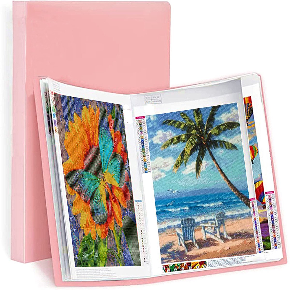 Diamond painting opbergmap A3 Roze - Opbergmap voor Diamond Painting - Diamond painting pakket kat- 30 insteekhoezen transparant voor diamond paintings van 30 x 40 cm