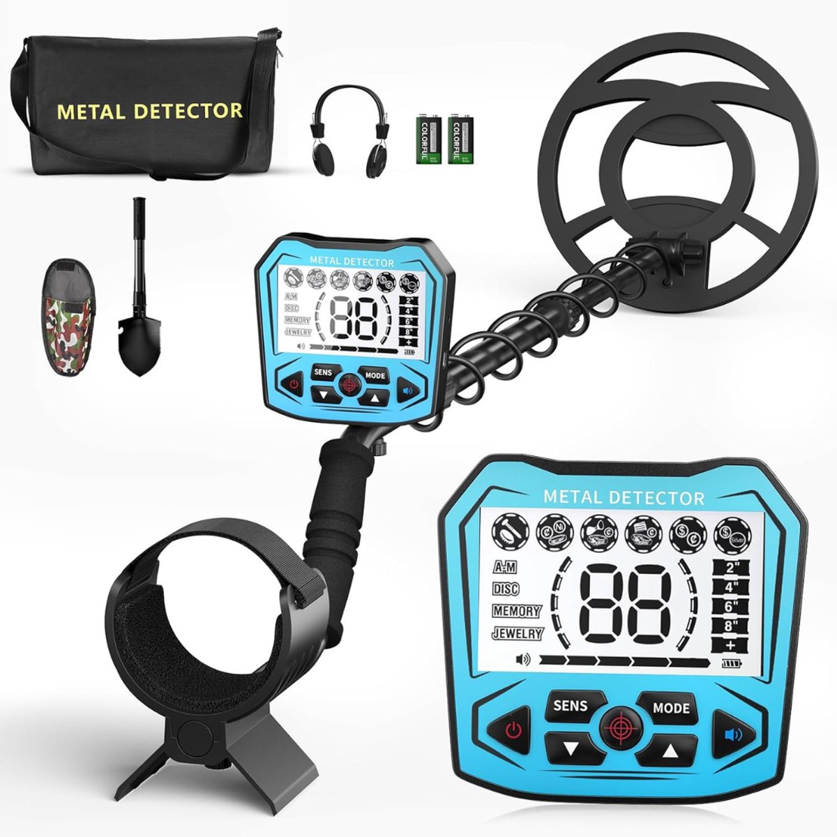 TopChoice® Metaaldetector voor Kinderen en Volwassenen - Waterdichte Zoekspoel - Lichtgewicht en Vestelbaar voor Buiten Schatzoeken - 5 professionele detectiemodus - Blauw