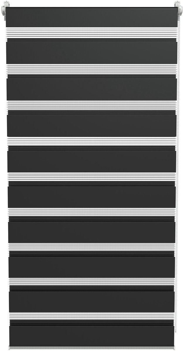ACXIN Zebra Rollo Klemmfix - Zonder Boren - Lichtdoorlatend en Verduisterend - 80x150cm Zwart