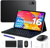 Aorlym P12 - Tablet - 48 GB RAM (8+40 GB) - 128 GB ROM (2TB/TF) - 12 inch 2K 120 Hz IPS - Android 16 - 10000 mAh /18 W - T7280 OctaCore - Dubbele camera - WiFi 5 - Bluetooth - Face ID - Toetsenbord - Stylus meegeleverd - Zwart