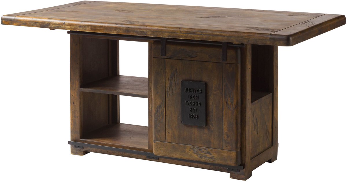 MASSIVMOEBEL24.DE RAILWAY eettafel bruin gelakt mango 180x90x76 cm (BxTxH)