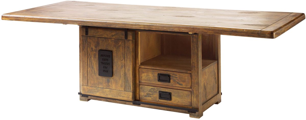 MASSIVMOEBEL24.DE RAILWAY #114 eettafel natuur gelakt mango 240x100x76 cm (BxTxH)