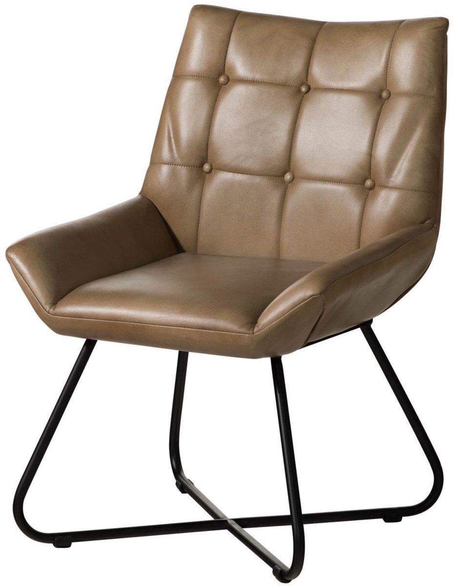 MASSIVMOEBEL24 .DE gestoffeerde stoel beige echt leer (buffel) deels gemonteerd IRON LABEL #613