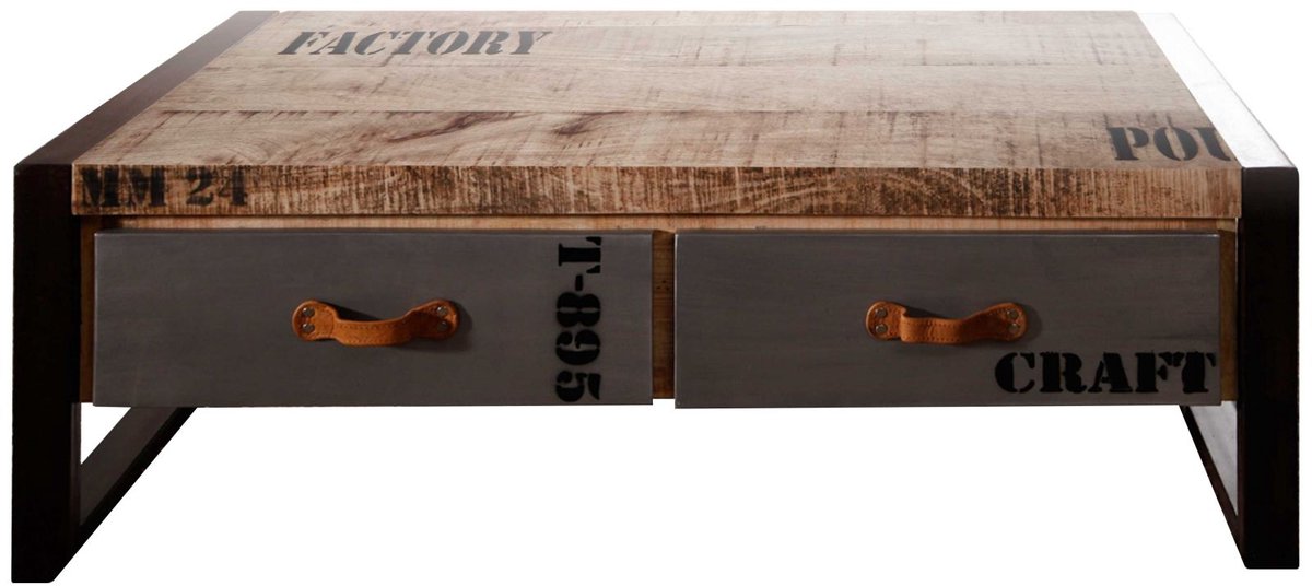 MASSIVMOEBEL24 .DE FACTORY #128 salontafel blank bedrukt massief hout mango 115x60x40 cm (BxTxH)
