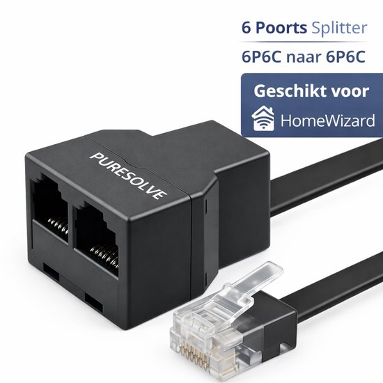 P1 Splitter RJ11 naar 2x RJ11 – Slimme Meter Splitter – Geschikt voor HomeWizard, P1 Meter & Energiemeter – 12.5 CM Kabel – Passieve P1 Splitter