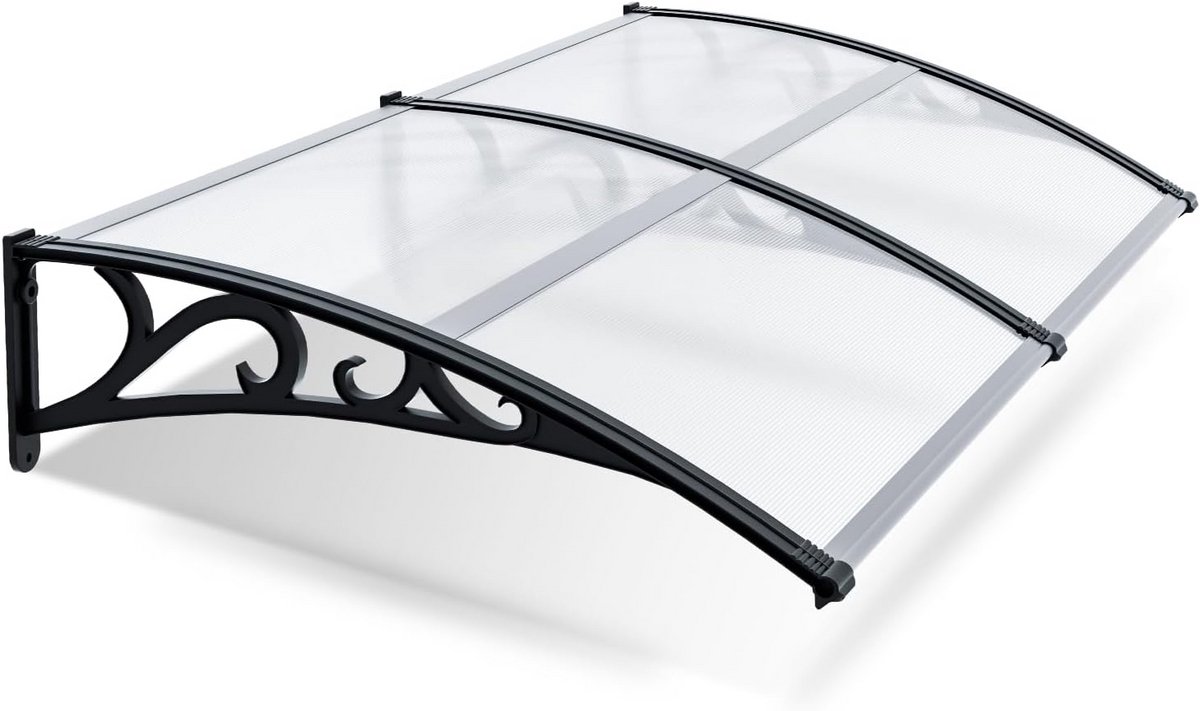 Luifel voor huisdeur van aluminium en polycarbonaat - Bescherming tegen regen en sneeuw, geschikt voor balkon en carport - 200 x 100 cm