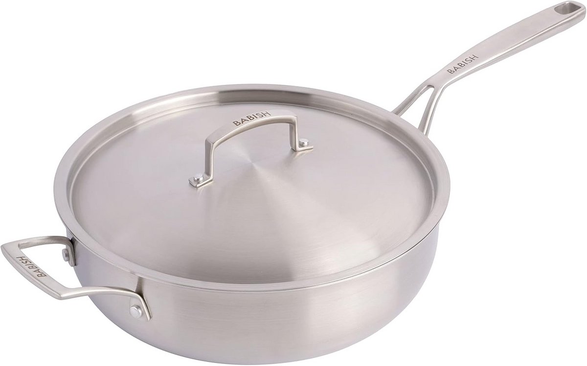 RVS Saute Pan met Deksel, 5-Quart - Professionele Koken Keukenaccessoire