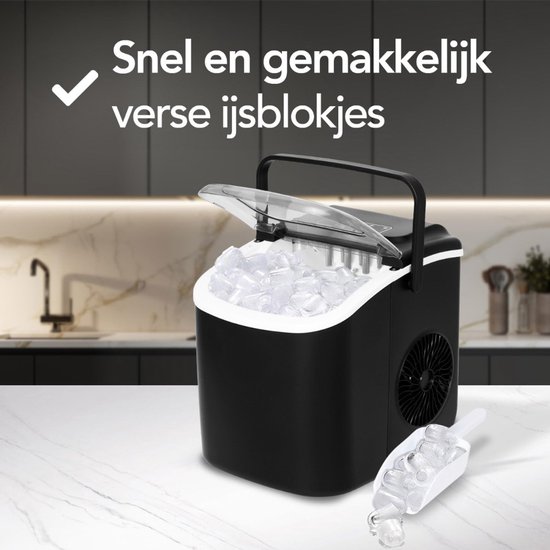 Nexvo® ljsblokjesmachine - Zelfreinigende Ijsblokjesmaker - Ijsblokmaker - Zwart - 23cm x 30cm x 29cm van Merkloos — afbeelding 4