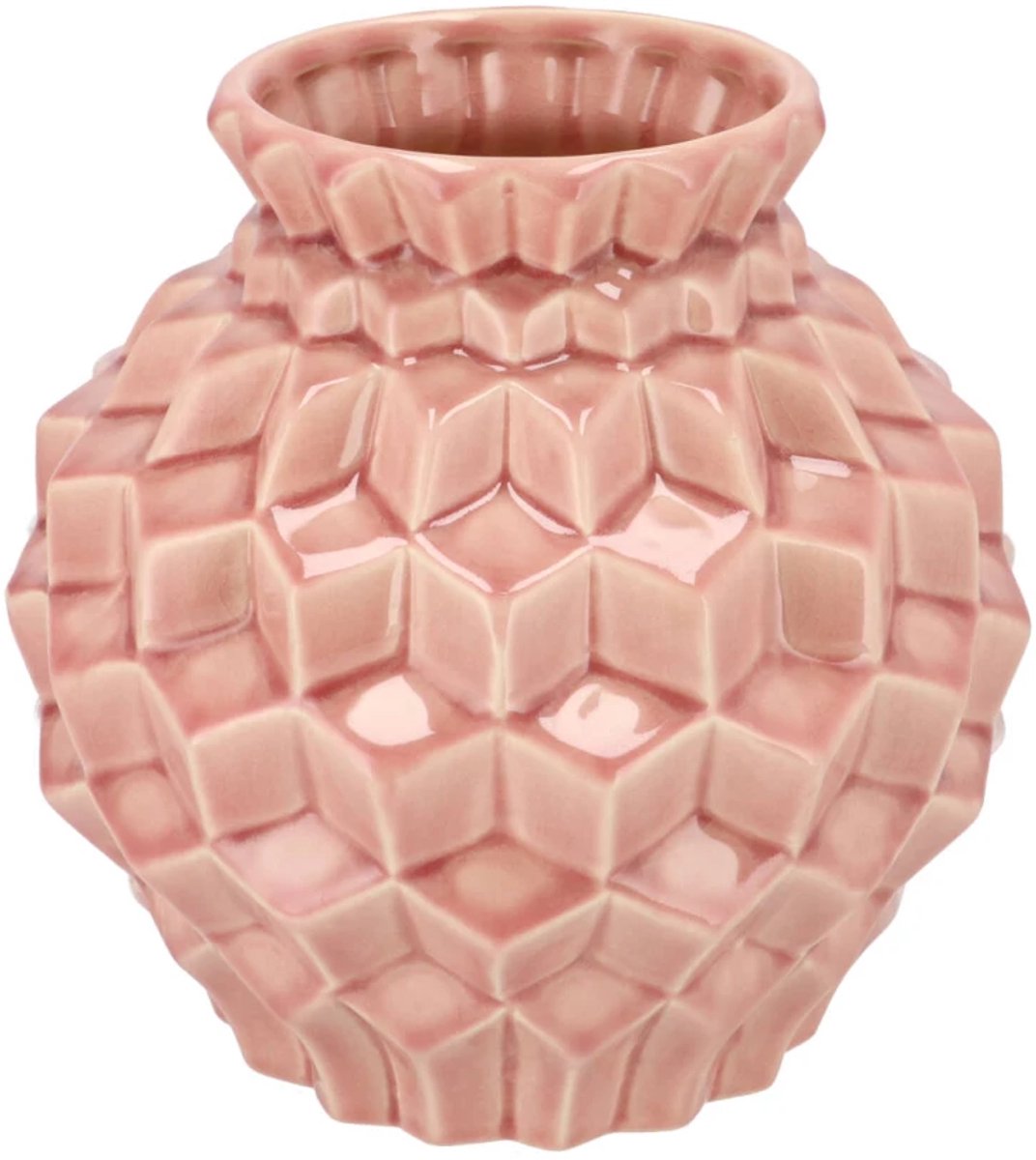 DK design Daan Kromhout - Vaas - Gia - Roze - Structure - 3D effect - 19x19 - Keramiek