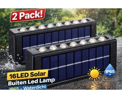 Merkloos 2 Pack! 16LED Solar Buiten Led Lamp IP65 - 16 LED's, Bewegings sensor Warm Wit Licht Tuin Huis