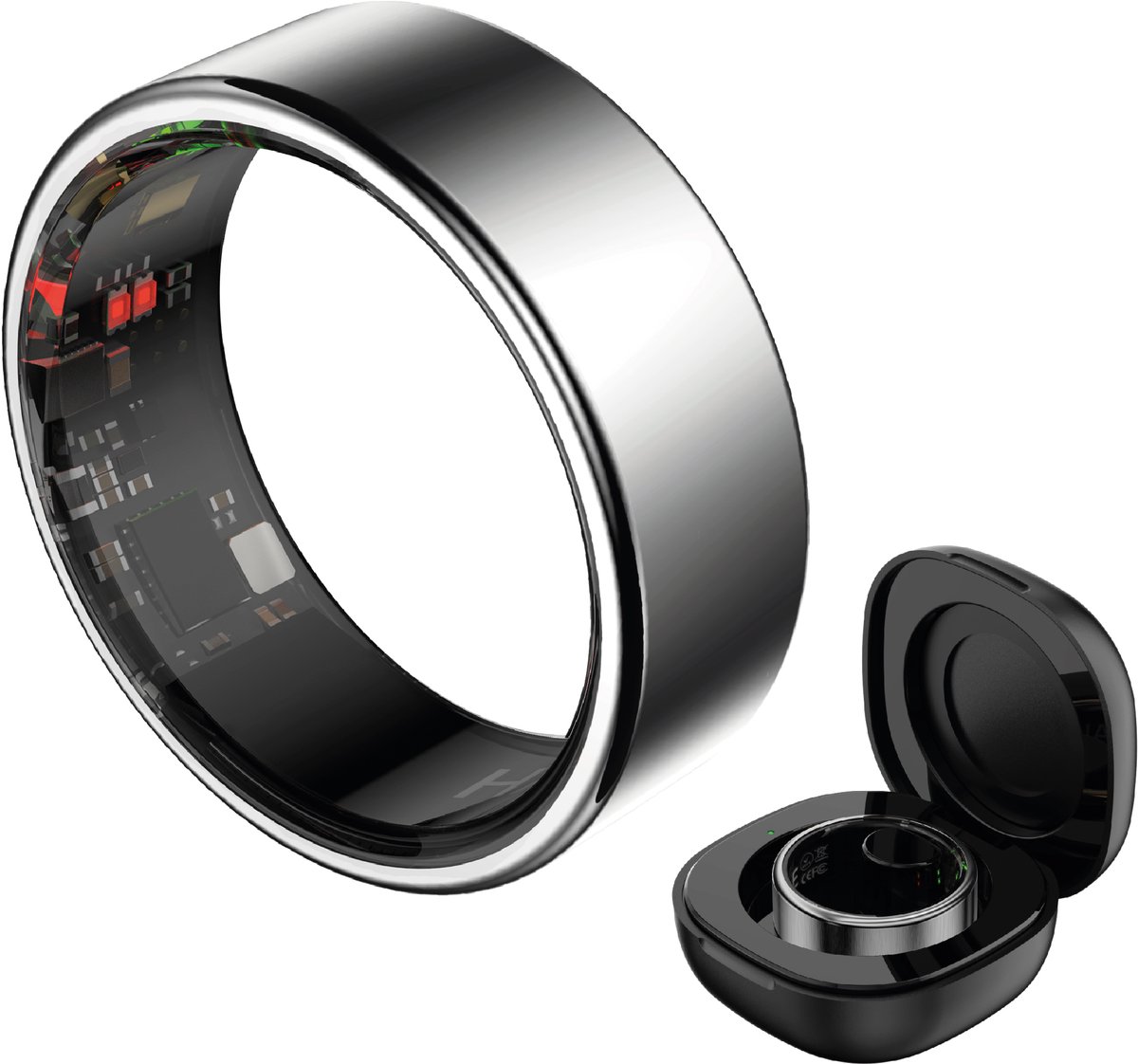 HAALE II Smart Ring met Oplaadcase - Brushed Silver - Size 7