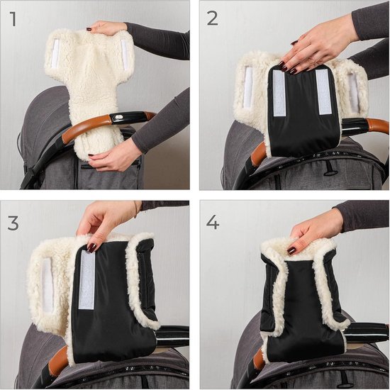 Waterdichte en Winddichte Handwarmer voor Kinderwagen en Buggy met Zachte Fleece Voering — afbeelding 2