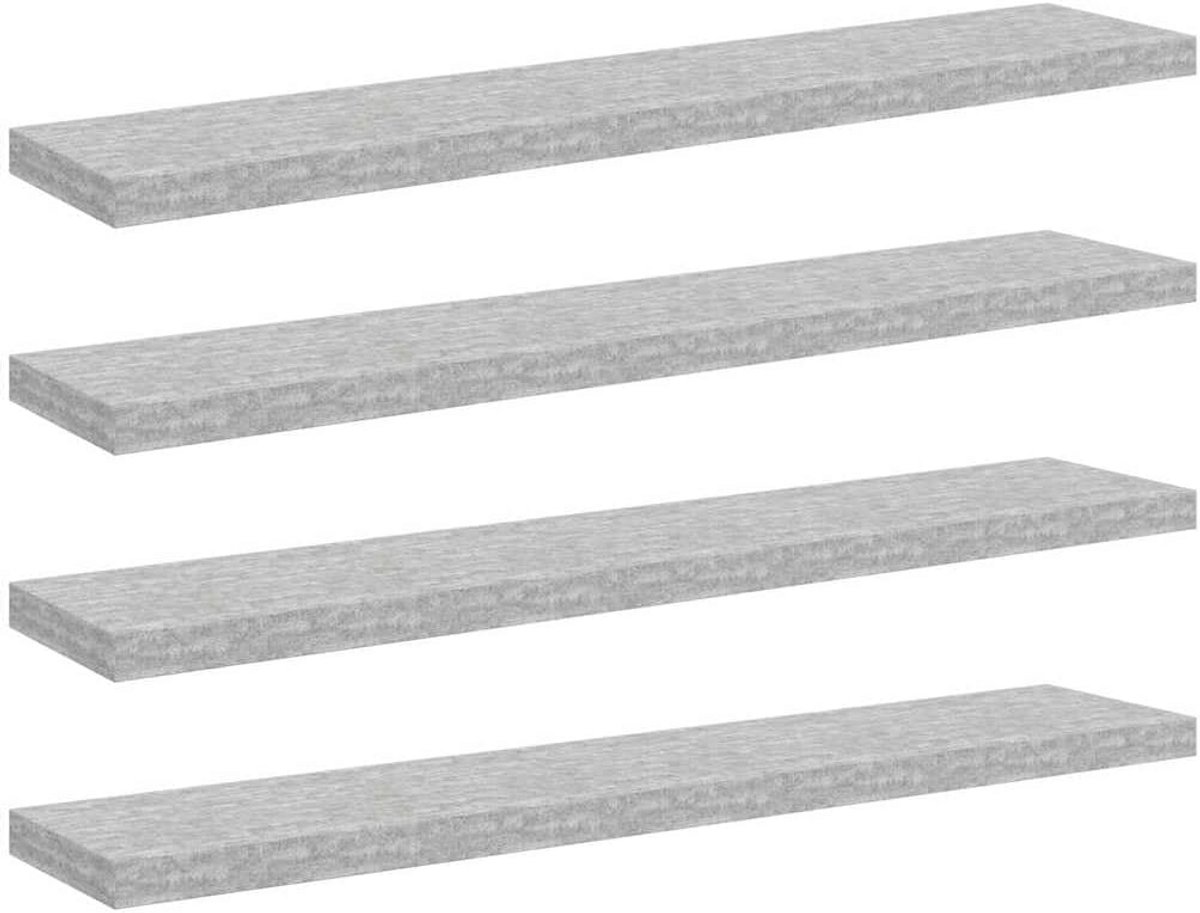Set van 4 Zwevende Wandplanken Grijs Honingraat MDF - Eenvoudige Wandmontage Ideaal voor D