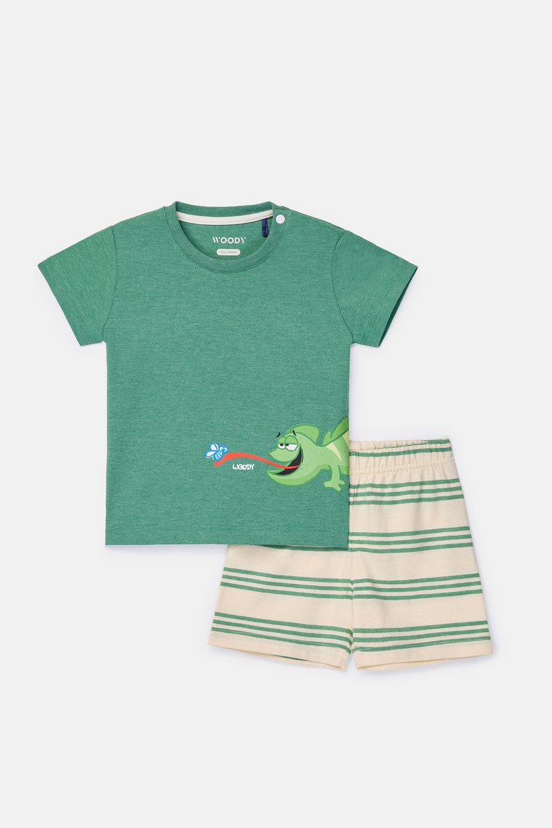 Woody pyjama jongens baby - groen - kameleon - 261-10-PSU-S/742 - maat 62