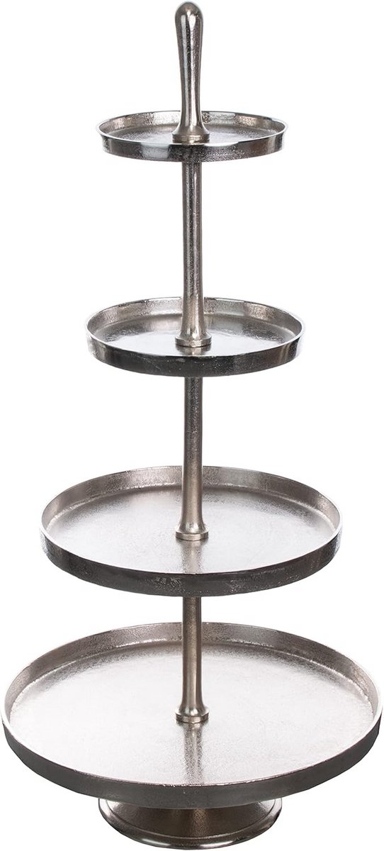 Etagère 4 Verdiepingen Aluminium Zilver 95 cm Vintage Stijl Taart Fruit Presenteren