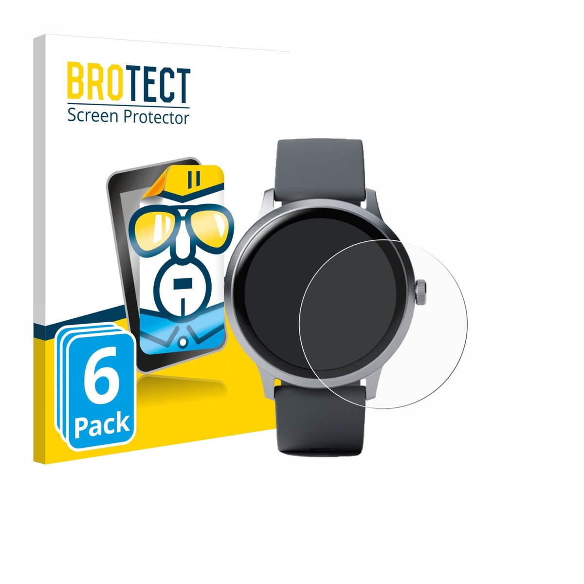 BROTECT - Screenprotector voor Pebble Round 2 - Folie Beschermfolie transparant 6 Stuks