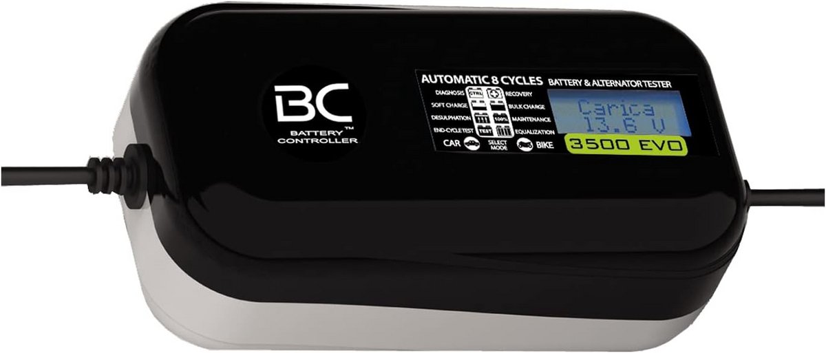 Digitale Acculader en Onderhoudslader 12V met LCD - Testapparaat voor Auto, Motor en Scooter Accu's