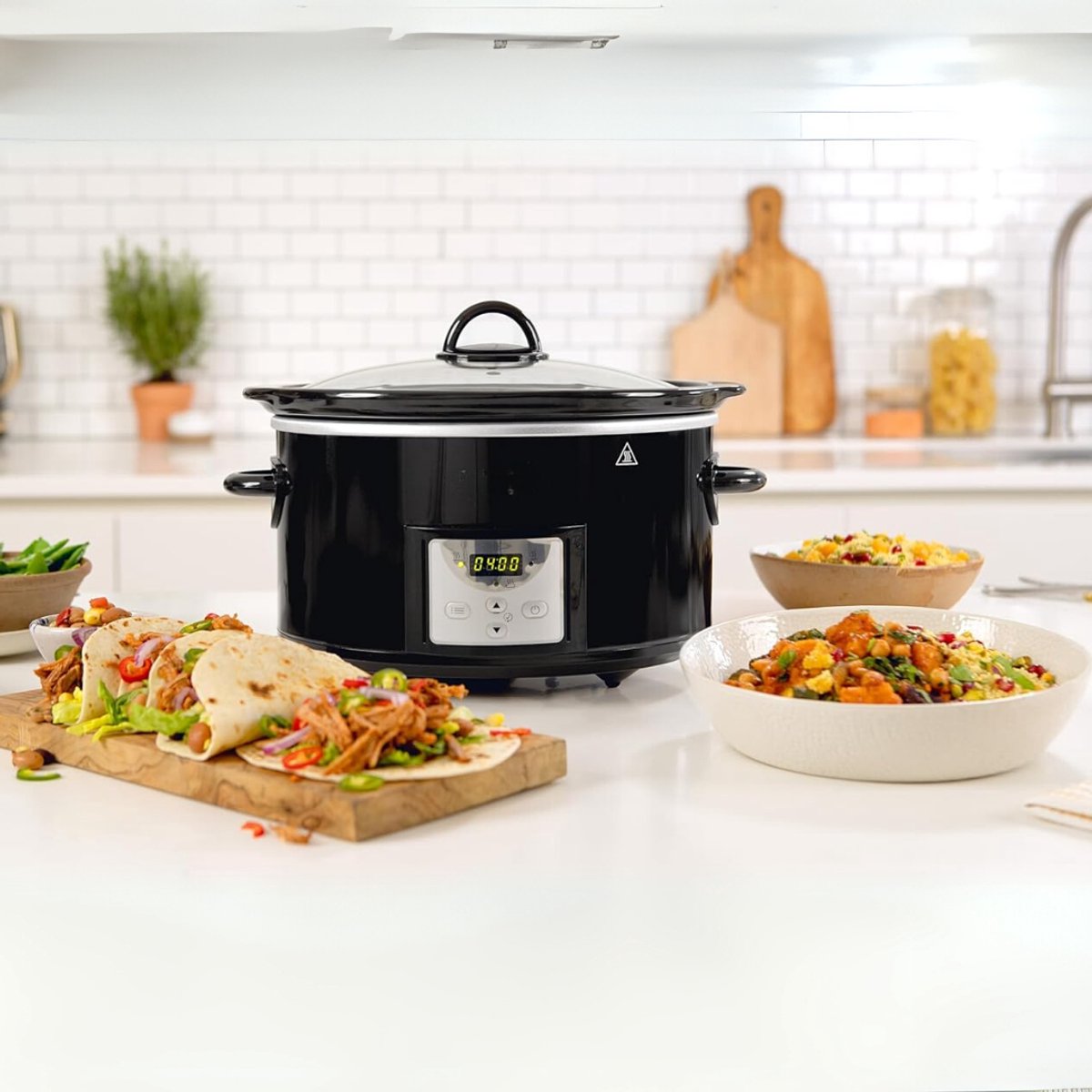 Florixa® Slowcooker met Timer - Zwart - 31cm x 23cm x 30cm - afbeelding 2