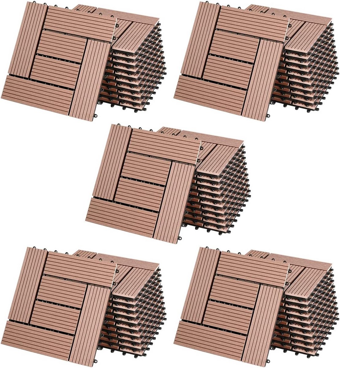 WPC Terrastegels 30x30cm Set 5m2 Inklapbaar Afmetingen Aanpasbaar Tuin Balkon