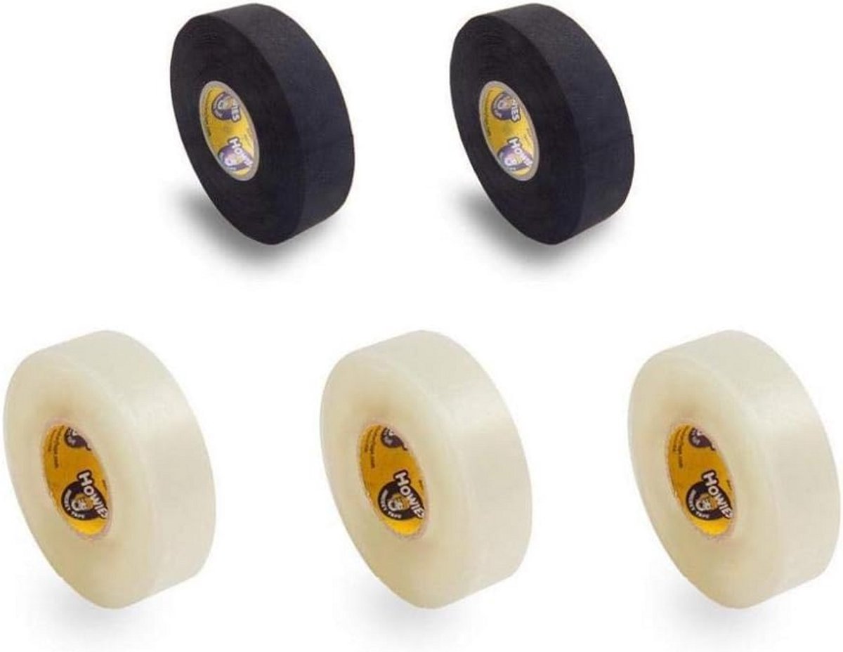 5-Pack Hockey Tape Set (Zwart & Transparant) - Premium Kwaliteit Sticktape