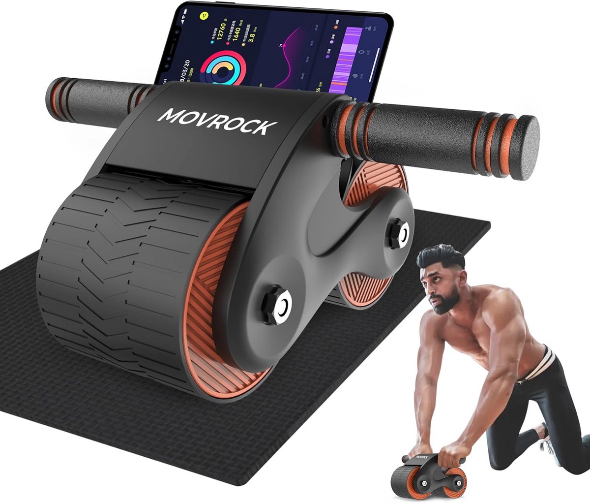 Ab Rollen met Automatische Rebound - Stevige Core Fitness Oefeningsapparaat voor Huisgym