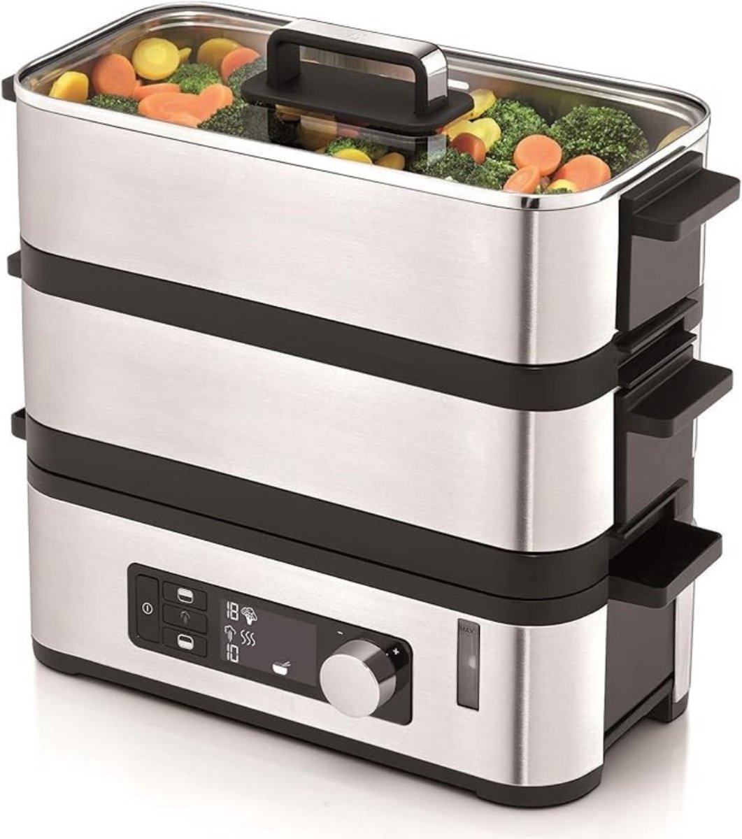 Florixa® Stoomkoker - Stoomkokers - Stoompan - Zilver - 28cm x 14cm x 28cm