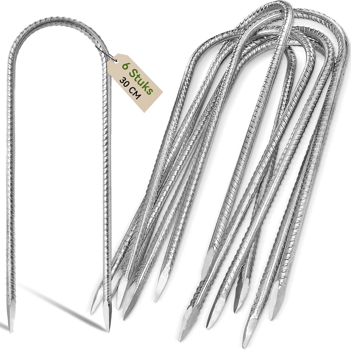 Set van 6 Stevige Grondharingen voor Trampoline, Tent, en Schommel - 30,5 cm Verzinkt Staal
