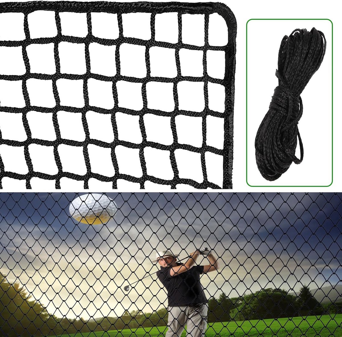 Golfnet - Oefennet Golf - Sport Trainen - Slagvast Nylon - 3 x 6 m - Zwart