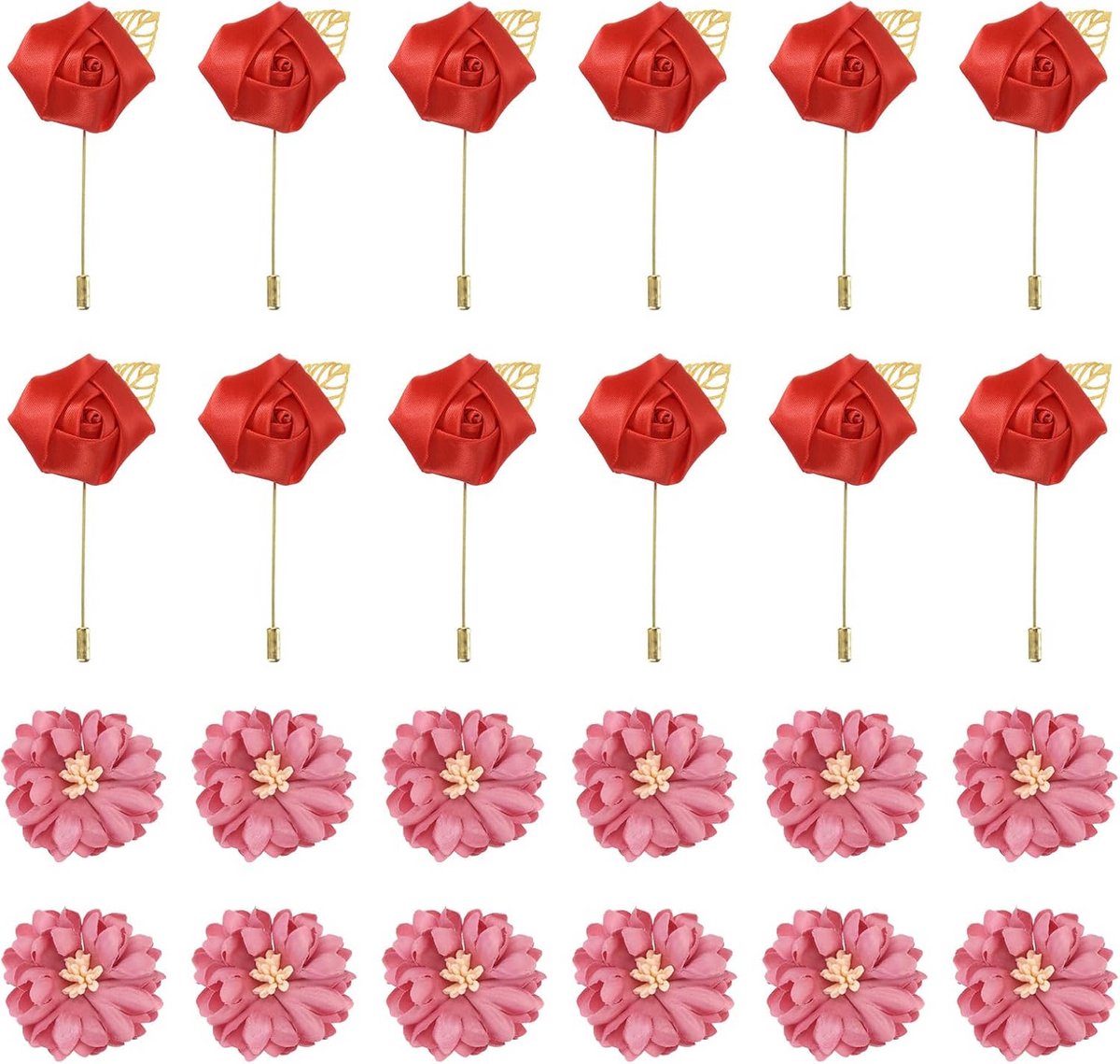 Set van 12 Roze Bruidsjonker Corsages voor Heren Bruiloft en Feestversiering