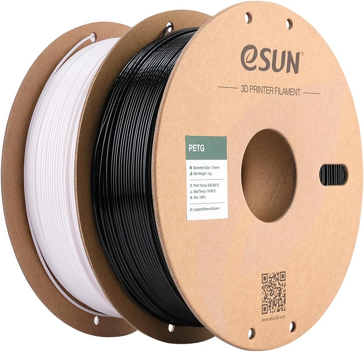 PETG Filament 1.75mm voor 3D Printer - 2KG Zwart en Wit - Hittebestendig en Sterk