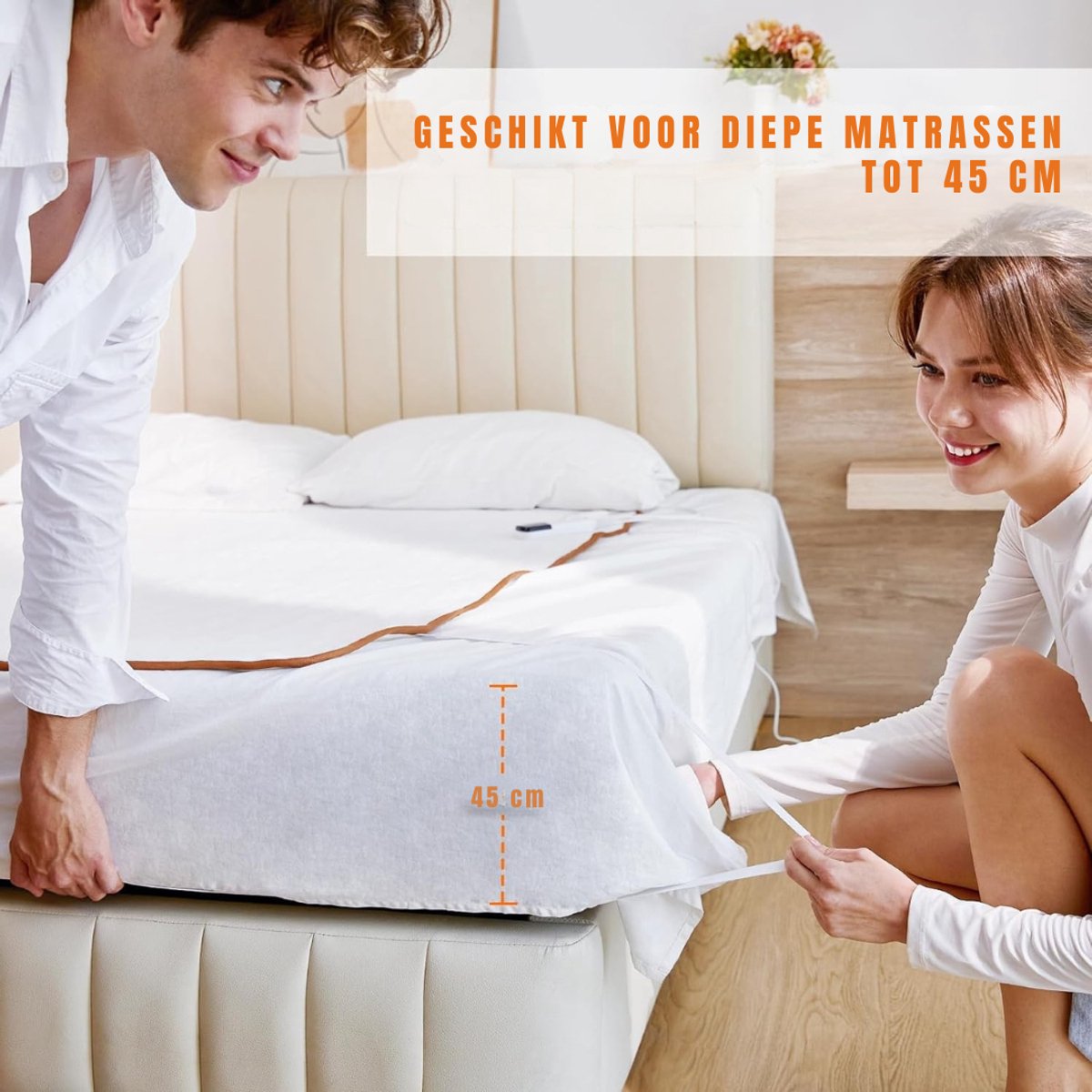 Florixa® Elektrische Onderdeken 1 Persoon Wit 150x80 cm - afbeelding 3