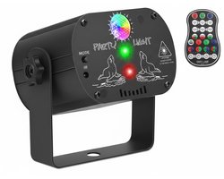 IMENGINE® Discolamp - DJ Laser Lichtshow – Party Lights - 60+ RGB Lichtpatronen – Geluidsreactief – LED & Strobe-effecten – Inclusief Afstandsbediening – Voor Feest, DJ, Podium & Dansvloer