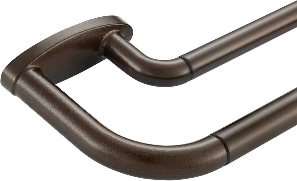 Verstelbare Dubbele Gordijnroede Donker Brons - Set voor Verduisteringsgordijnen 183-366 cm
