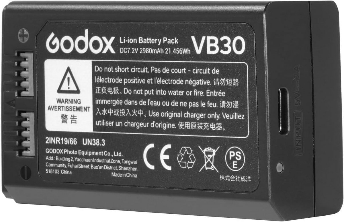 Oplaadbare VB30 Batterij voor Speedlite Flitsers - Type C Aansluiting