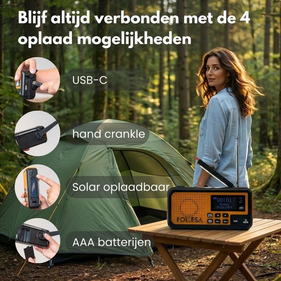 Follesa DAB-373BT Emergency Radio with DAB /FM, Bluetooth