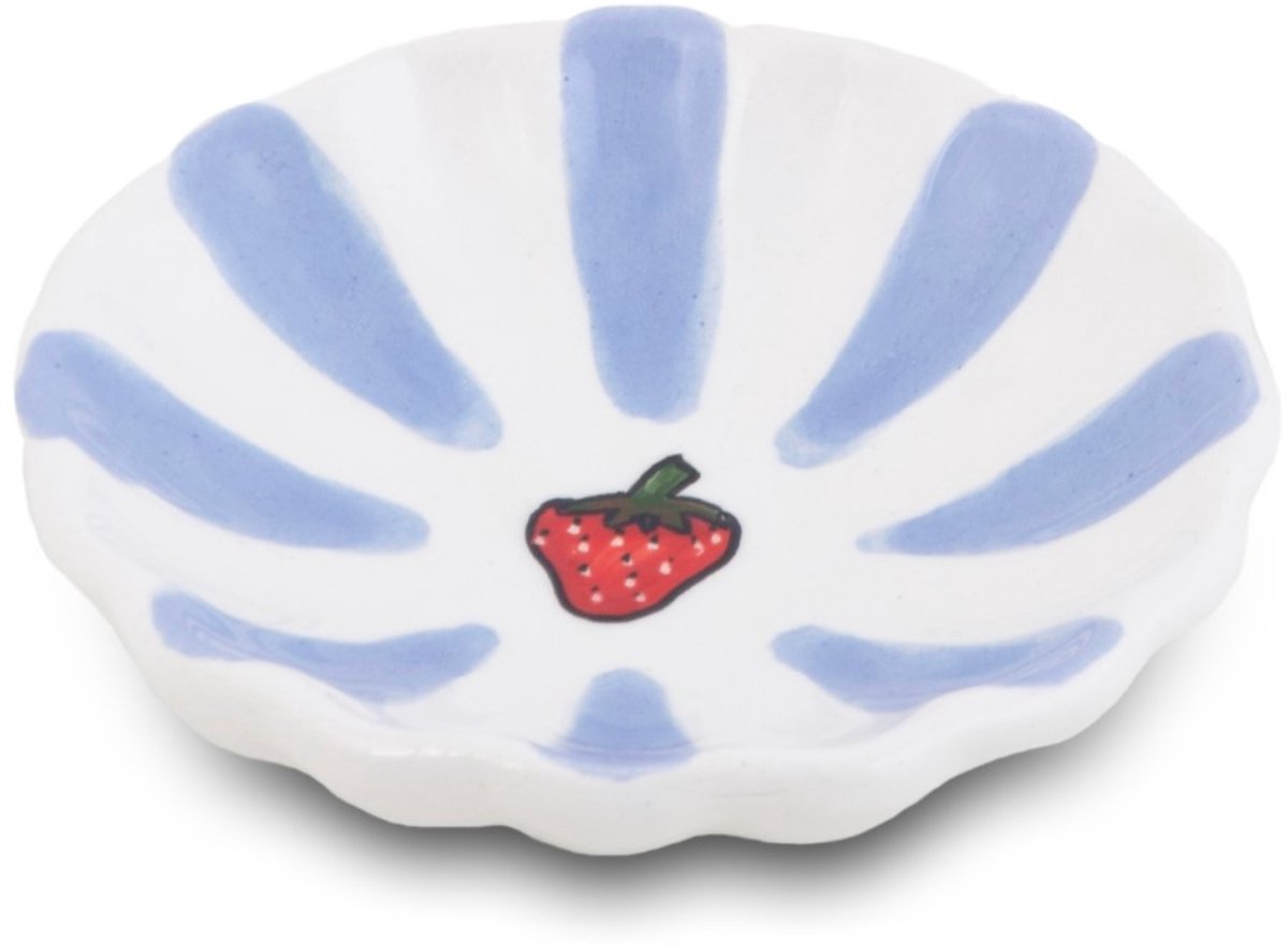 Schaaltje Fruity Strawberry – Paars/Wit – Aardewerk – ø 10 cm - Dishes & Deco