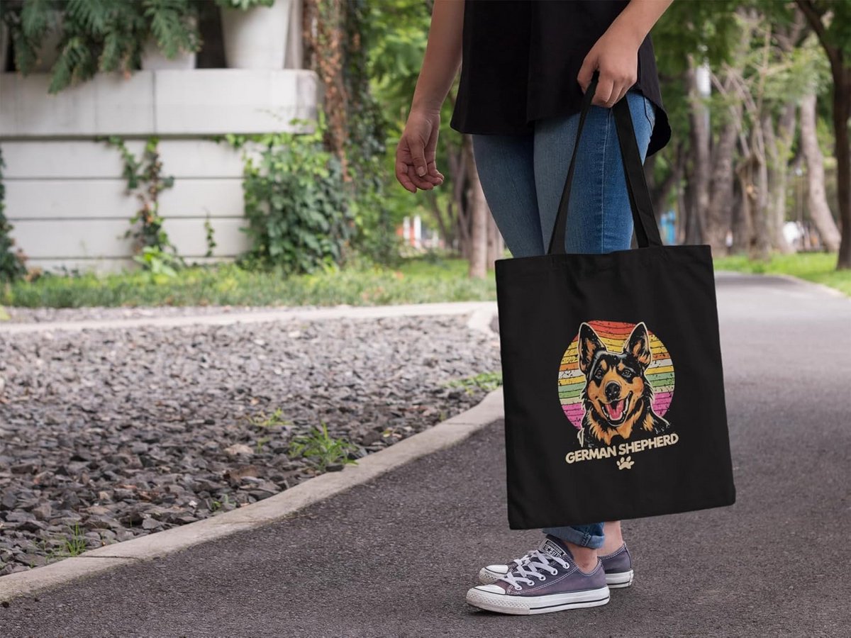 Biologische Katoenen Draagtas met Hondenprint - Fairtrade Shopper