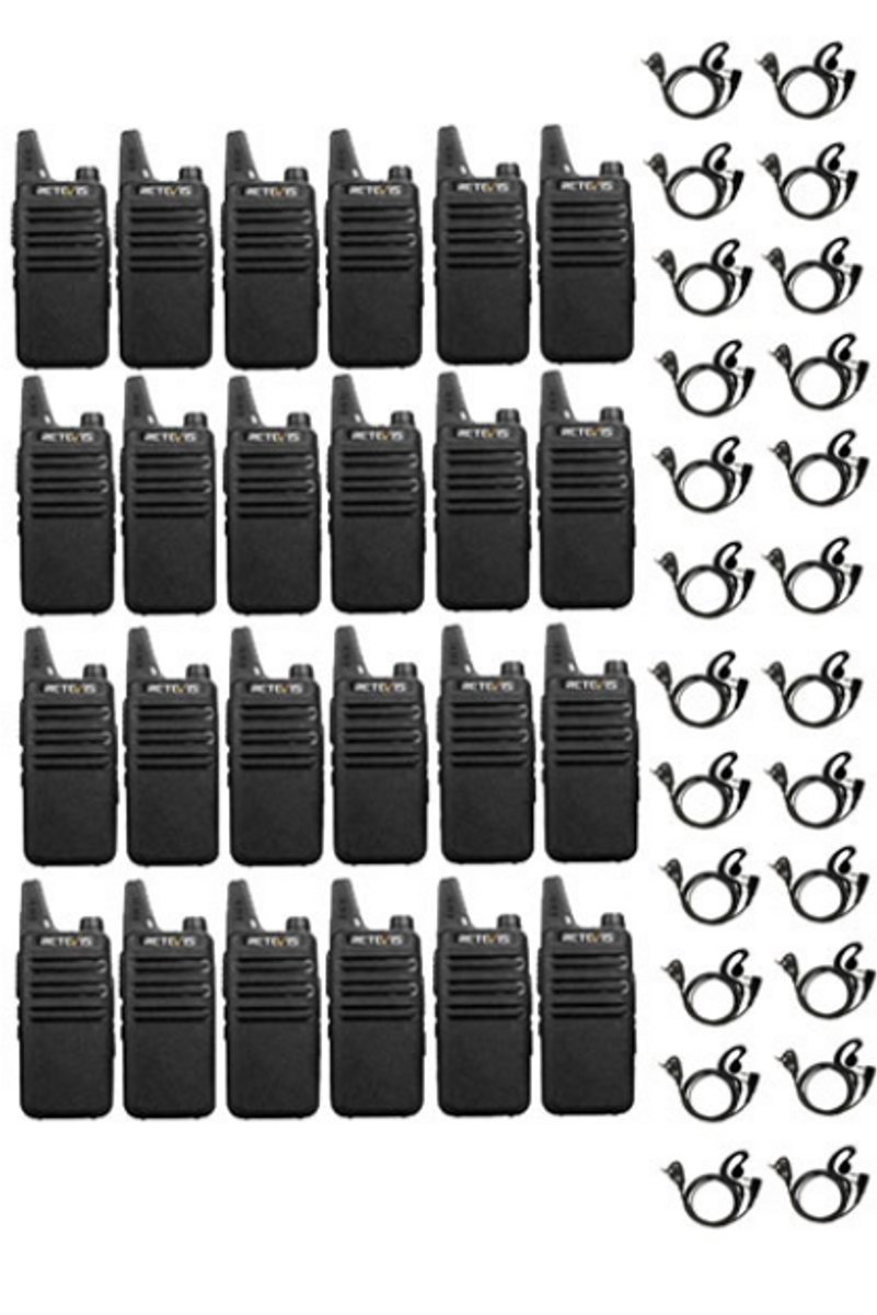 Set van 24 Retevis RT622 vergunning vrije UHF mini portofoons met G-shape oortje