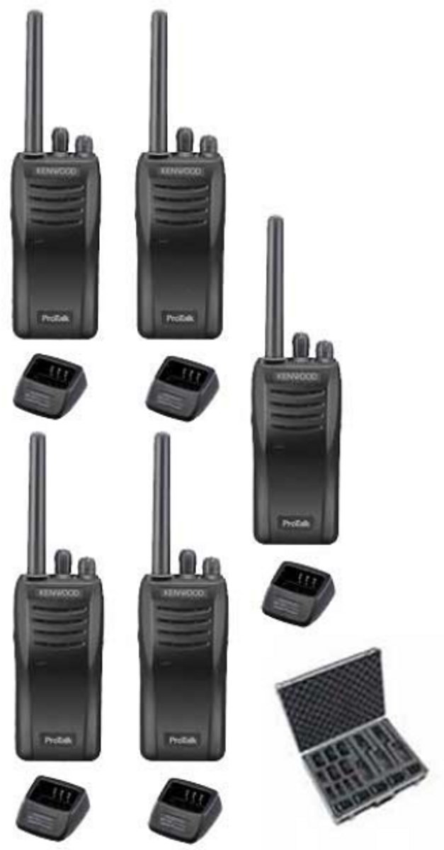 Set van 5 stuks Kenwood TK-3501 PMR446 met tafelladers en koffer