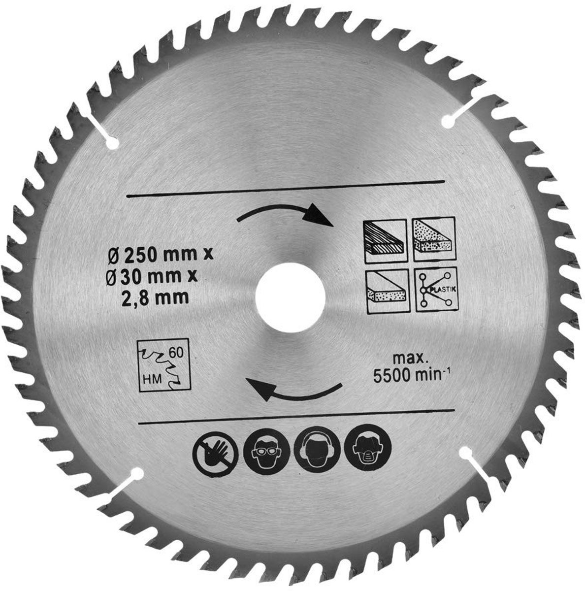 Set van 2 Cirkelzaagbladen voor Hout 250 mm - 48 en 60 Tanden