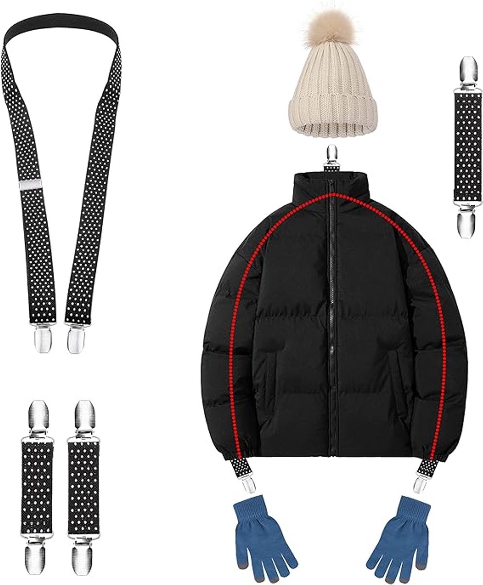 Wantclips, Handschoenclips en Mutsclip Set voor Kinderen en Peuters - Nooit Meer Wanten, Handschoenen of Mutsen Kwijt - Verstelbare Elastische Band met Sterke Roestvrijstalen Clips - Duurzaam en Betrouwbaar