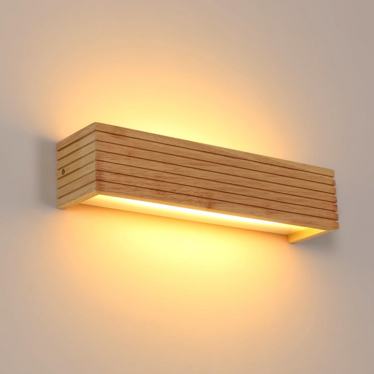 Moderne Houten Wandlamp Binnen - 18W LED Licht Op en Neer - Warm Wit (3000K) voor Woonkamer en Slaapkamer