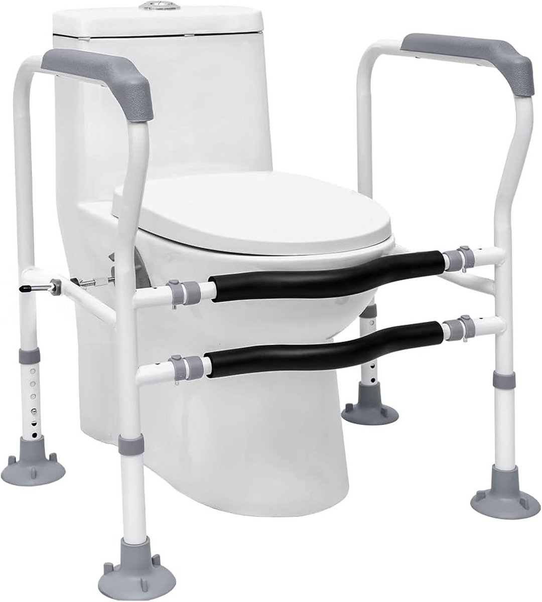 Toiletgreep - Badkamer handgreep - Veiligheid op toilet - Zuignapsysteem montagevrij - Verstelbaar 60-85cm - Wit